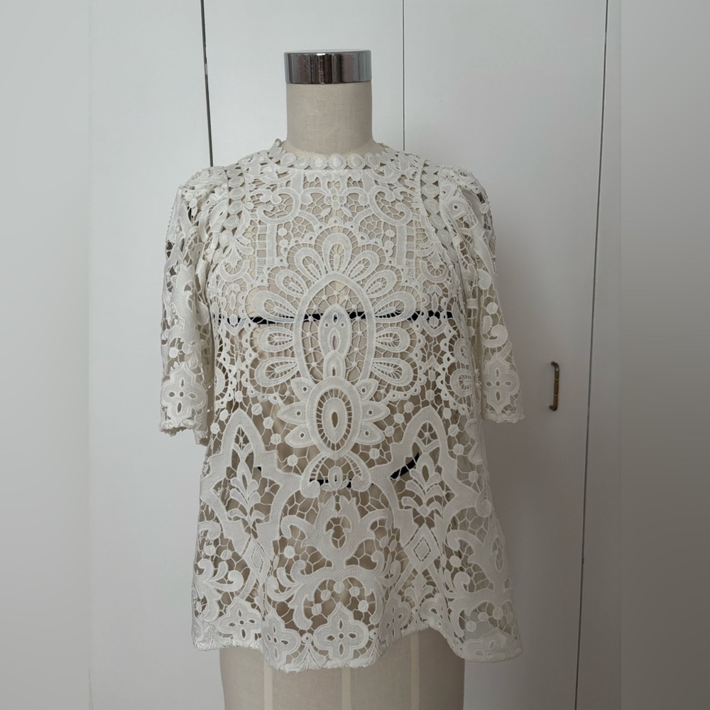 Kate Spade White Guipure Lace Blouse